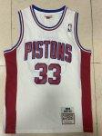 Maillot de Basket #33 Hill Pistons M&N Blanc